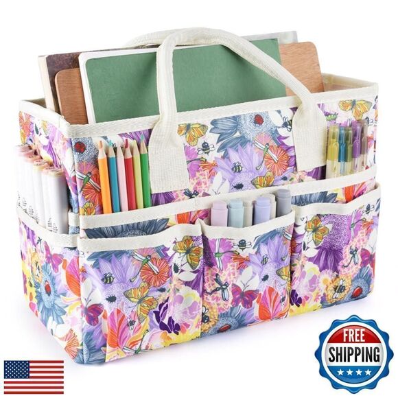 Craft Organizer Tote Bag Art Storage Caddy with Multiple Pockets Containers New - Picture 1 of 5